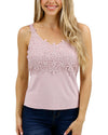 Floral Lace Tank Top - Dusty Pink