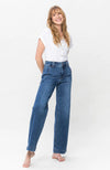 High Waist Double Button Wide Leg