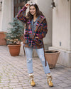 Fleece Plaid Wrap Jacket - Jewel Plaid