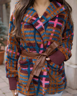 Fleece Plaid Wrap Jacket - Jewel Plaid