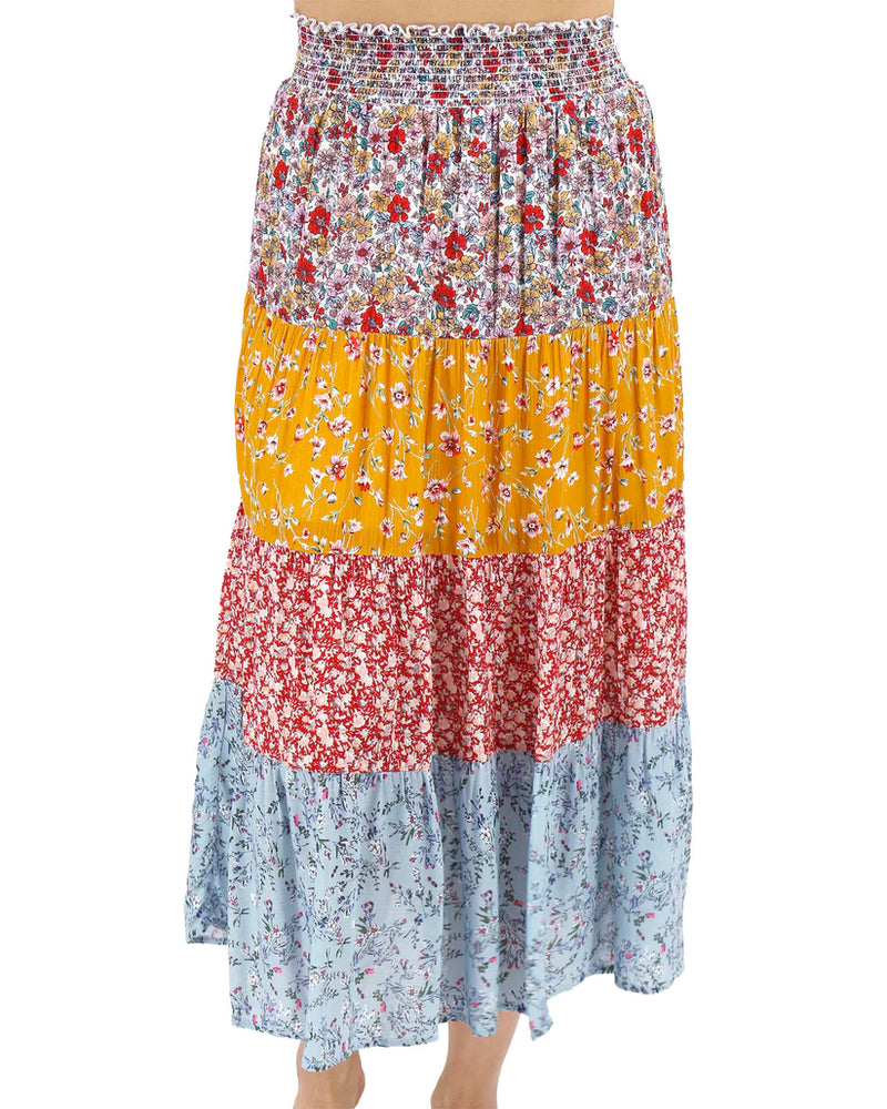 Go-To Tiered Skirt - Floral Patchwork