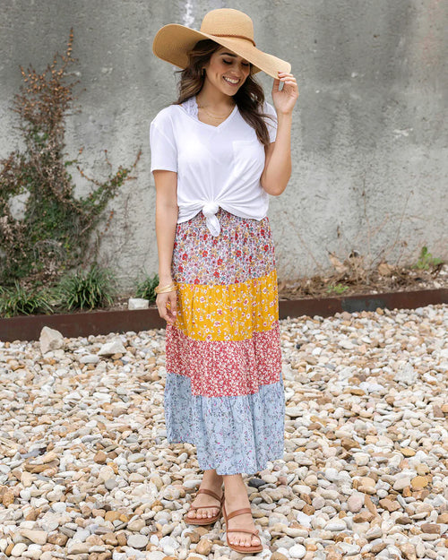 Go-To Tiered Skirt - Floral Patchwork