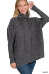 Fleece Cowl Pullover - Black