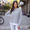 Heathered Waffle Knit Sweater in Heathered Grey