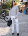 Heathered Waffle Knit Sweater in Heathered Grey