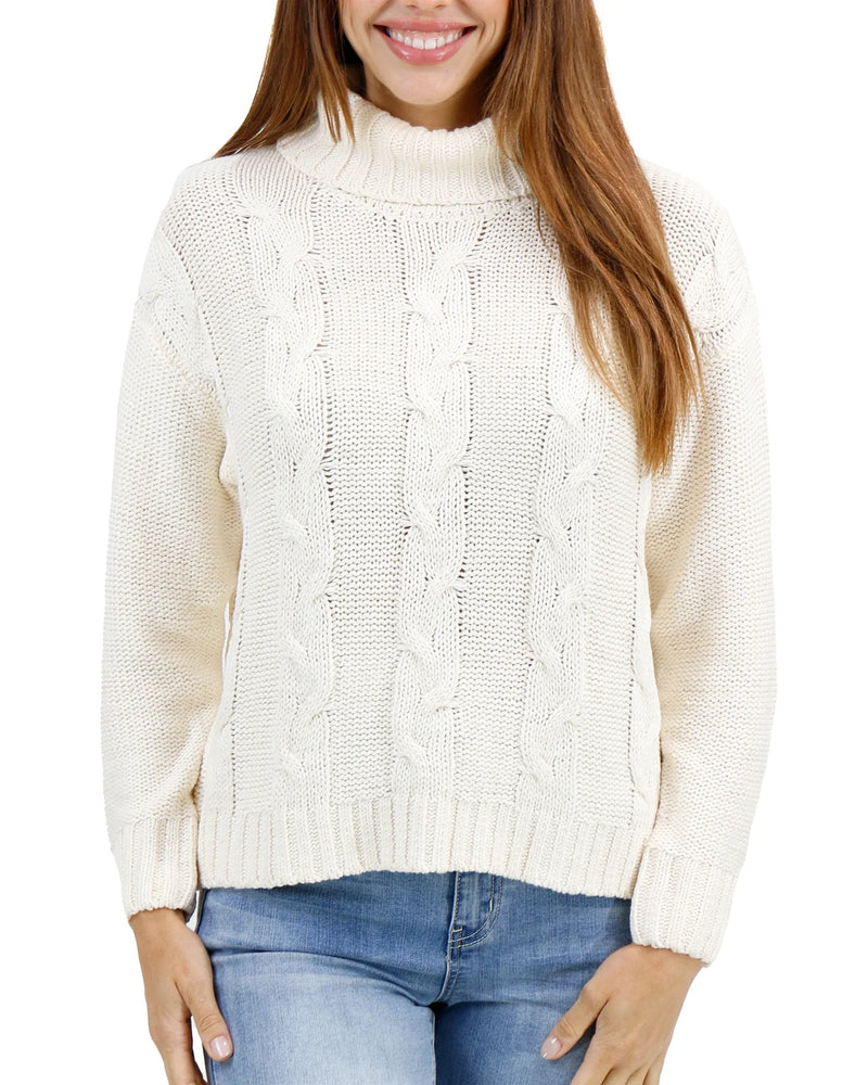 High Neck Cable Knit Sweater Sweet Boutique St. Albert