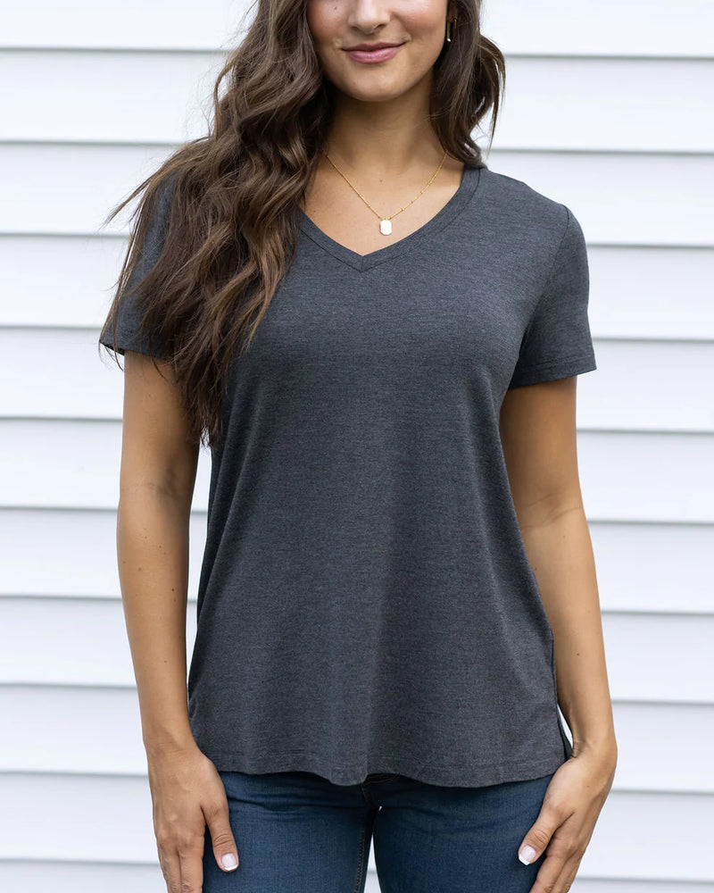 Perfect V-Neck Tee - Charcoal