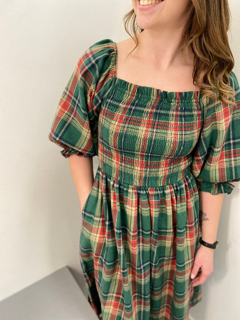 Plaid Smocked Holiday Dress *final sale*