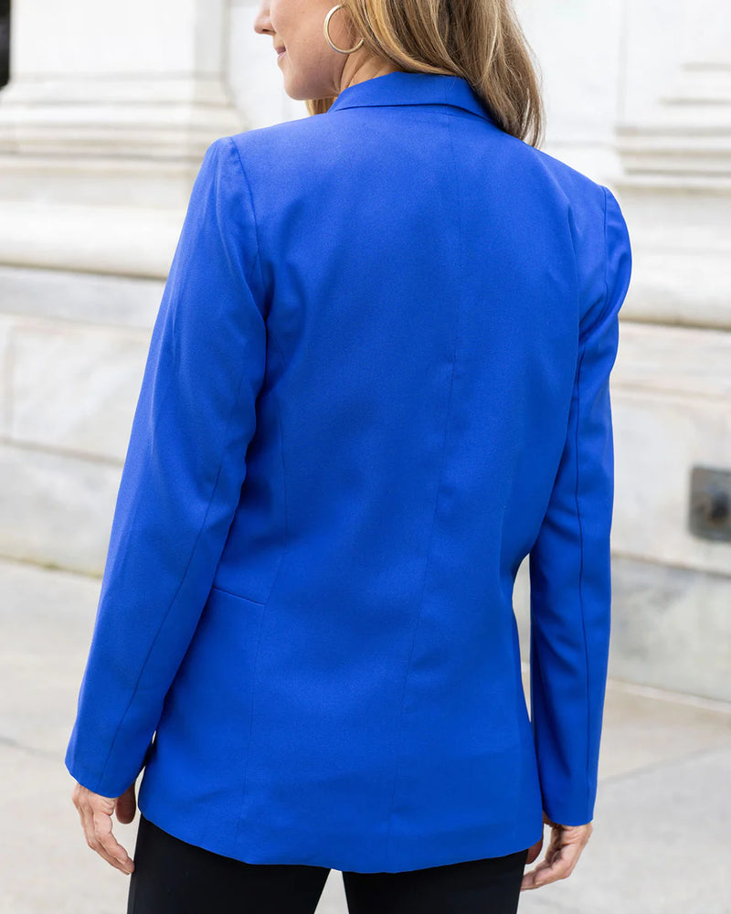 Pocketed Fashion Blazer - Royal Blue