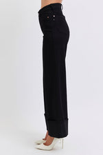 High Waist Retro Wide Leg w/Cuff BK