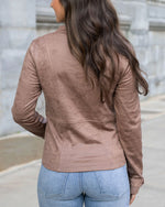 Leather Like Cafe Racer Jacket - Taupe