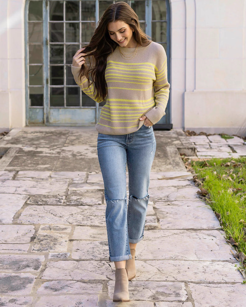 Lemon Lines Lightweight Sweater - Yellow Stripe
