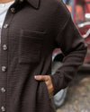 Luxe Knit Ribbed Shacket - Espresso