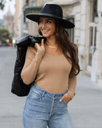 Luxe Long Sleeve Bodysuit - Camel