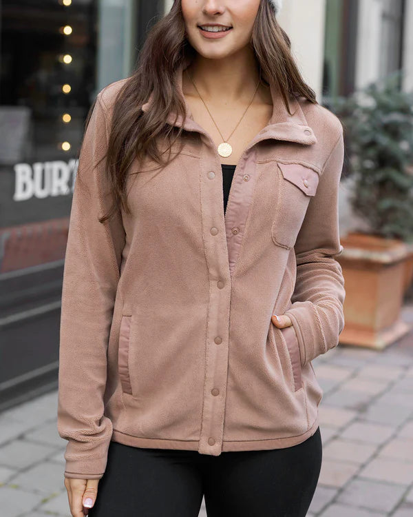 Luxe Teddy Fleece Jacket in Cappuccino