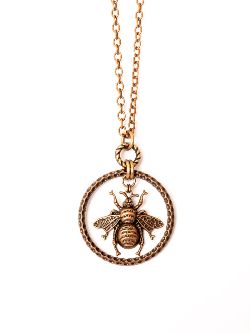 Antique Copper Statement Bee Necklace