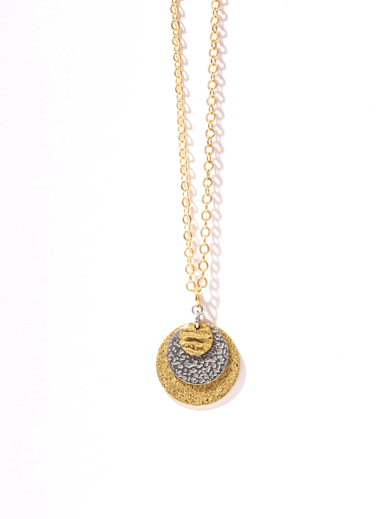 Two-Toned Sparkle Disk Necklace