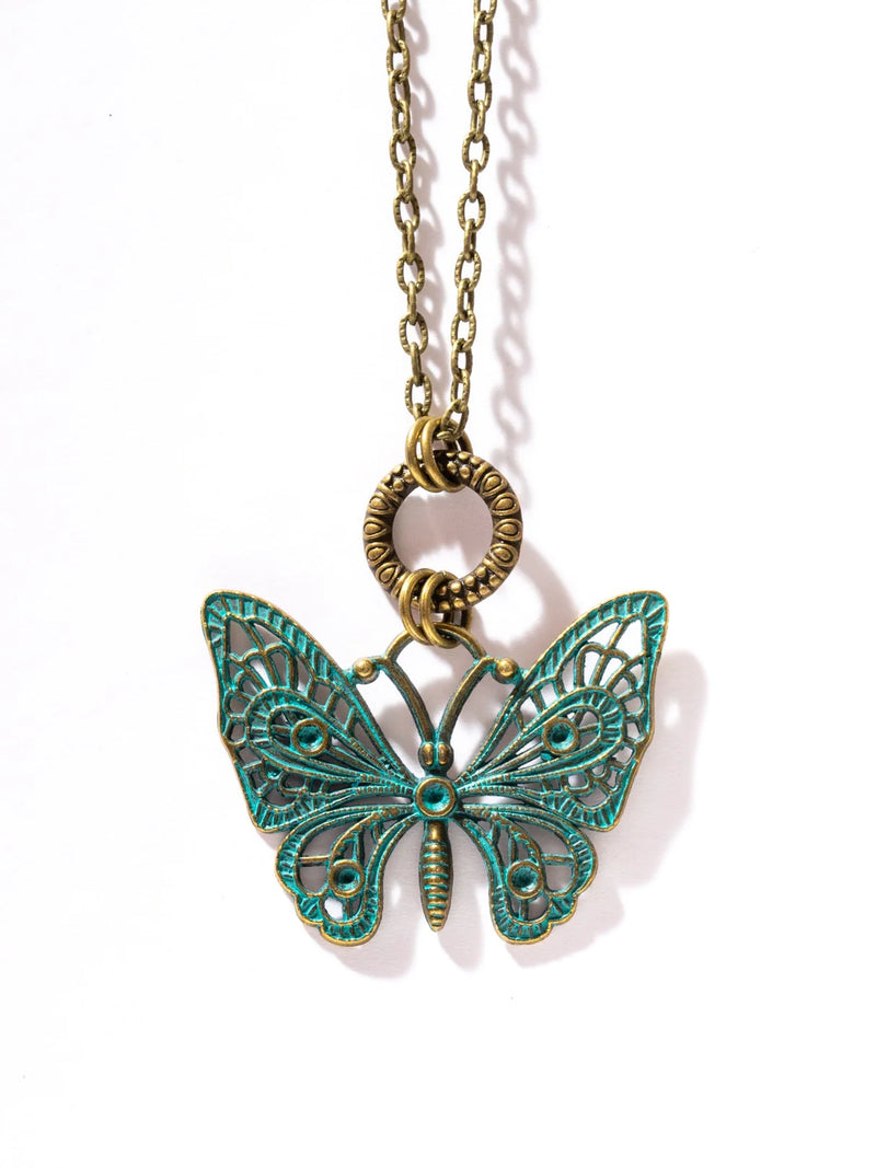 Patina Butterfly Statement Necklace