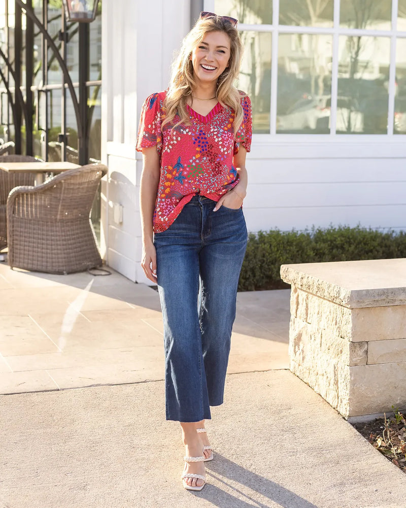 Mixed Print Floral Top