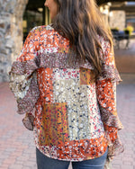 Mixed Print Ruffle Top - Autumn Patchwork