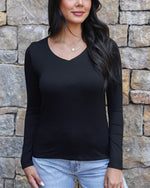 Modal V-Neck Long Sleeve Tee