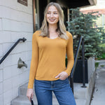 Modal V-Neck Long Sleeve Tee