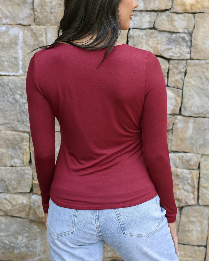 Modal V-Neck Long Sleeve Tee