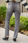 High Rise Rhinestone Straight Grey