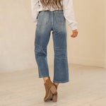 High Waist Utility Pockets Crop Wide