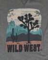 Notched Neck Washed &amp; Worn Graphic Tee - Wild West