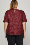 Half Puff Sleeve Sequin Top