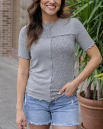 Patch Ribbed Tee - Grey
