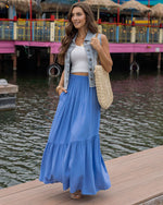 Pocketed Tiered Maxi Skirt - Cornflower Blue