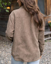 Reversible Corduroy Shacket in Tan/Olive Plaid