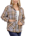 Reversible Corduroy Shacket in Tan/Olive Plaid
