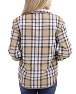 Reversible Corduroy Shacket in Tan/Olive Plaid