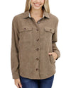 Reversible Corduroy Shacket in Tan/Olive Plaid