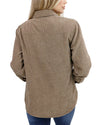 Reversible Corduroy Shacket in Tan/Olive Plaid