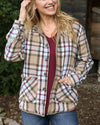 Reversible Corduroy Shacket in Tan/Olive Plaid