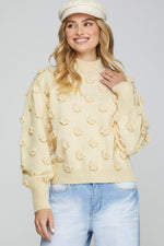 Mock Neck Flower Sweater