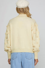 Mock Neck Flower Sweater