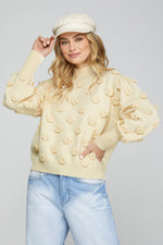 Mock Neck Flower Sweater