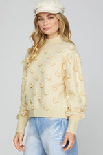 Mock Neck Flower Sweater