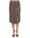 Satin Midi Floral Skirt - Black Ditsy