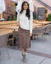 Satin Midi Floral Skirt - Black Ditsy