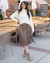 Satin Midi Floral Skirt - Black Ditsy