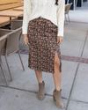 Satin Midi Floral Skirt - Black Ditsy
