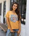 Sketched Floral Graphic Tee - Mustard Floral