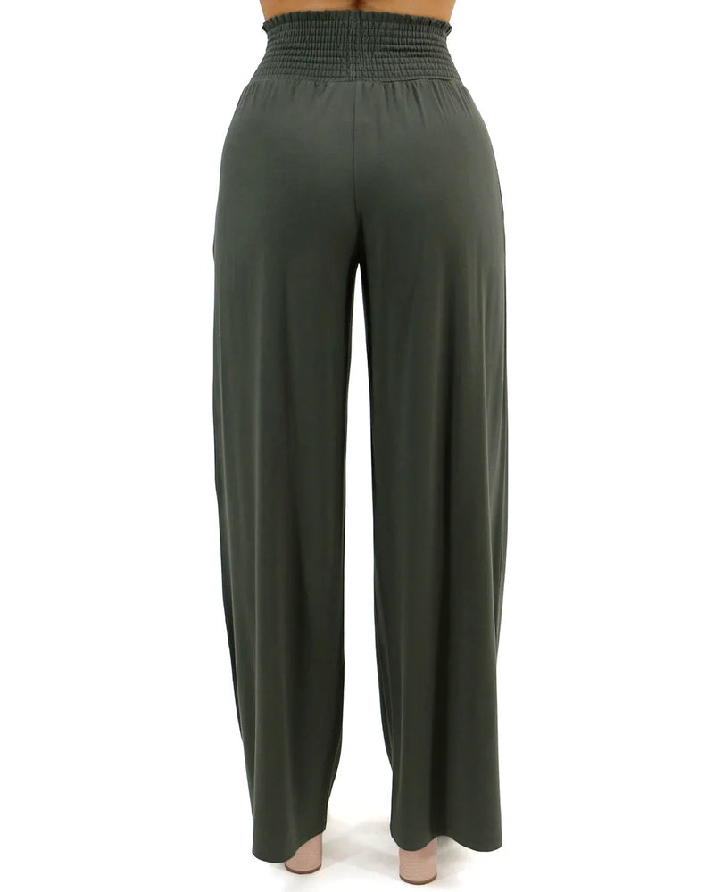 Smocked Wide Leg Lounge Pants