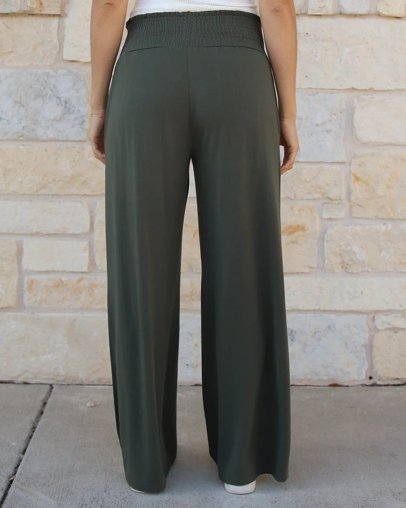 Smocked Wide Leg Lounge Pants